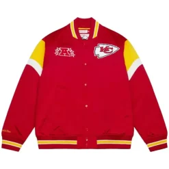 Men Mitchell & Ness Jackets & Outerwear-Heavyweight Satin Jacket Kansas City Chiefs