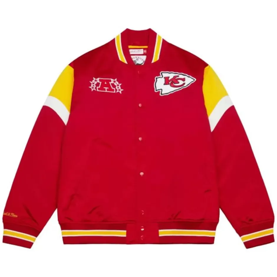 Men Mitchell & Ness Jackets & Outerwear-Heavyweight Satin Jacket Kansas City Chiefs