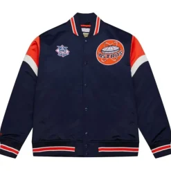 Men Mitchell & Ness Jackets & Outerwear-Heavyweight Satin Jacket Houston Astros