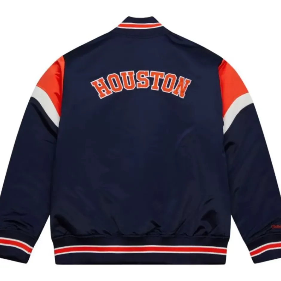 Men Mitchell & Ness Jackets & Outerwear-Heavyweight Satin Jacket Houston Astros