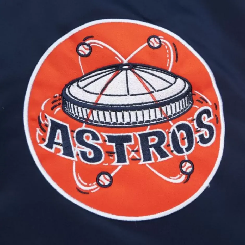 Men Mitchell & Ness Jackets & Outerwear-Heavyweight Satin Jacket Houston Astros