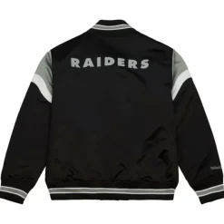 Men Mitchell & Ness Jackets & Outerwear-Heavyweight Satin Jacket Oakland Raiders