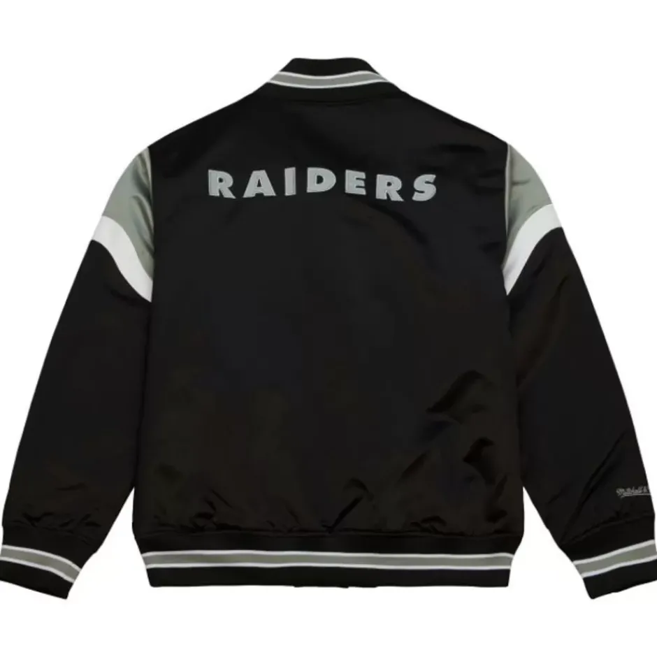Men Mitchell & Ness Jackets & Outerwear-Heavyweight Satin Jacket Oakland Raiders