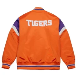 Men Mitchell & Ness Jackets & Outerwear-Heavyweight Satin Jacket Clemson University