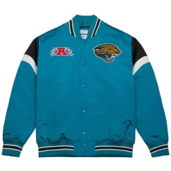 Men Mitchell & Ness Jackets & Outerwear-Heavyweight Satin Jacket Jacksonville Jaguars