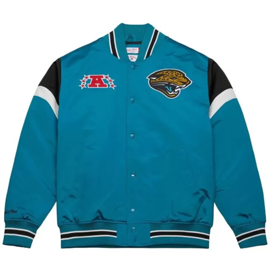 Men Mitchell & Ness Jackets & Outerwear-Heavyweight Satin Jacket Jacksonville Jaguars