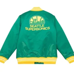 Men Mitchell & Ness Jackets & Outerwear-Heavyweight Satin Jacket Seattle Supersonics