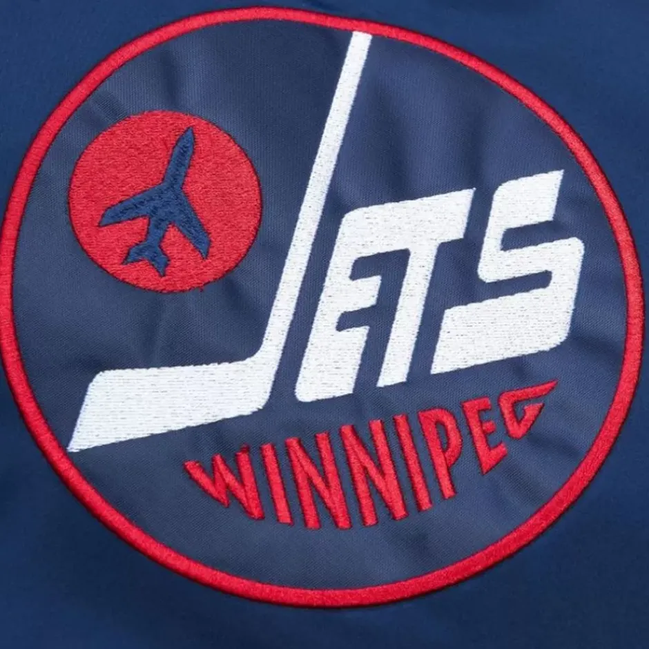 Men Mitchell & Ness Jackets & Outerwear-Heavyweight Satin Jacket Winnipeg Jets