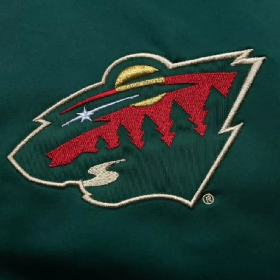Men Mitchell & Ness Jackets & Outerwear-Heavyweight Satin Jacket Minnesota Wild
