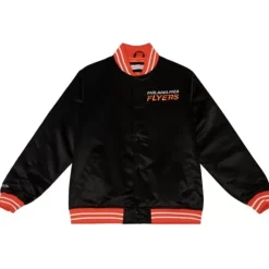 Men Mitchell & Ness Jackets & Outerwear-Heavyweight Satin Jacket Philadelphia Flyers