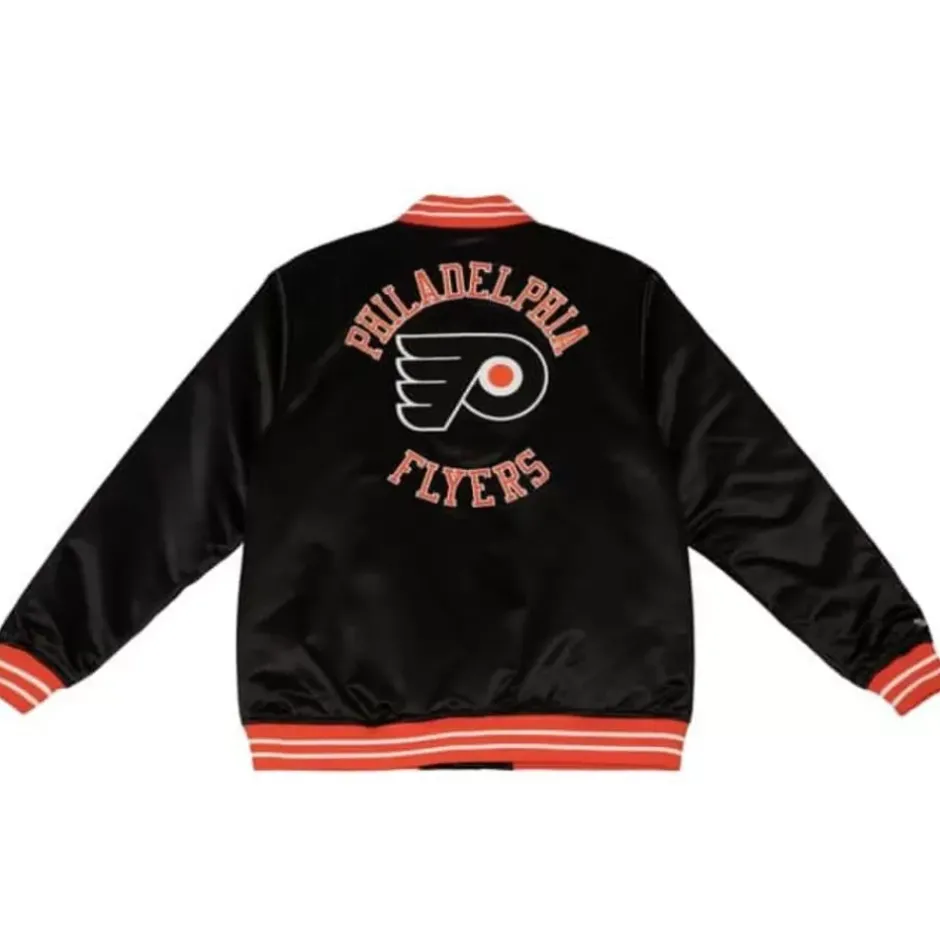 Men Mitchell & Ness Jackets & Outerwear-Heavyweight Satin Jacket Philadelphia Flyers