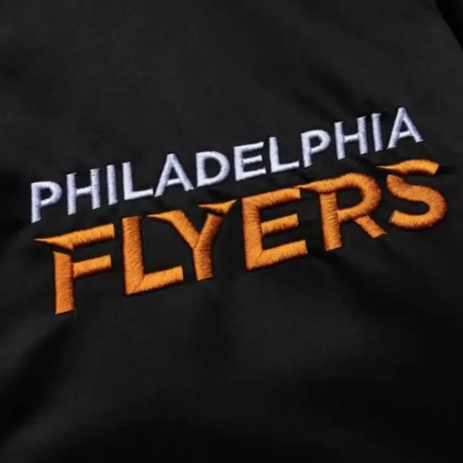 Men Mitchell & Ness Jackets & Outerwear-Heavyweight Satin Jacket Philadelphia Flyers