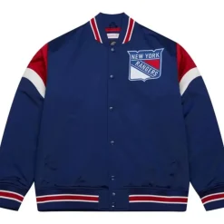 Men Mitchell & Ness Jackets & Outerwear-Heavyweight Satin Jacket New York Rangers