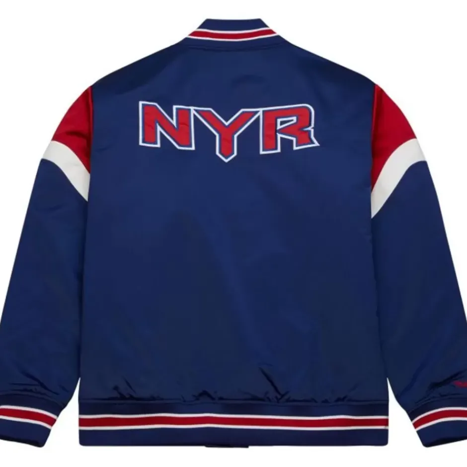 Men Mitchell & Ness Jackets & Outerwear-Heavyweight Satin Jacket New York Rangers