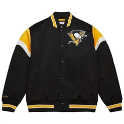Men Mitchell & Ness Jackets & Outerwear-Heavyweight Satin Jacket Pittsburgh Penguins