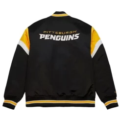 Men Mitchell & Ness Jackets & Outerwear-Heavyweight Satin Jacket Pittsburgh Penguins