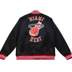 Men Mitchell & Ness Jackets & Outerwear-Heavyweight Satin Jacket Miami Heat