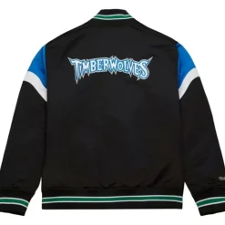 Men Mitchell & Ness Jackets & Outerwear-Heavyweight Satin Jacket Minnesota Timberwolves