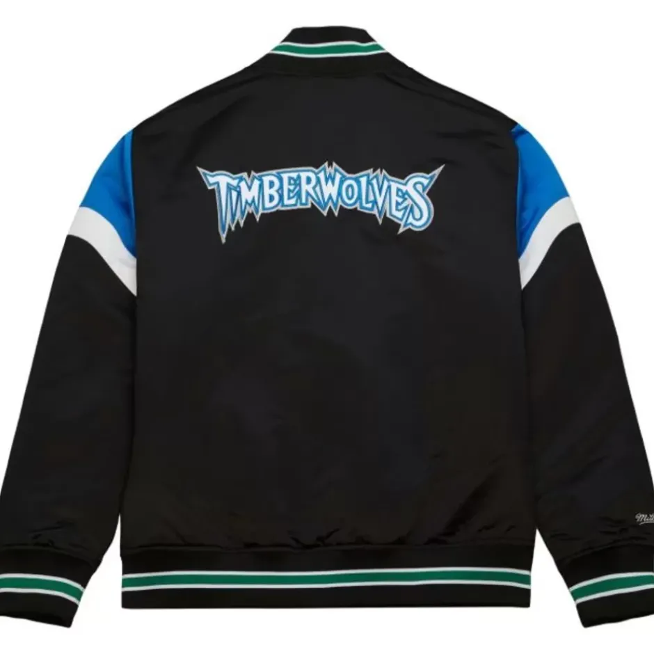 Men Mitchell & Ness Jackets & Outerwear-Heavyweight Satin Jacket Minnesota Timberwolves