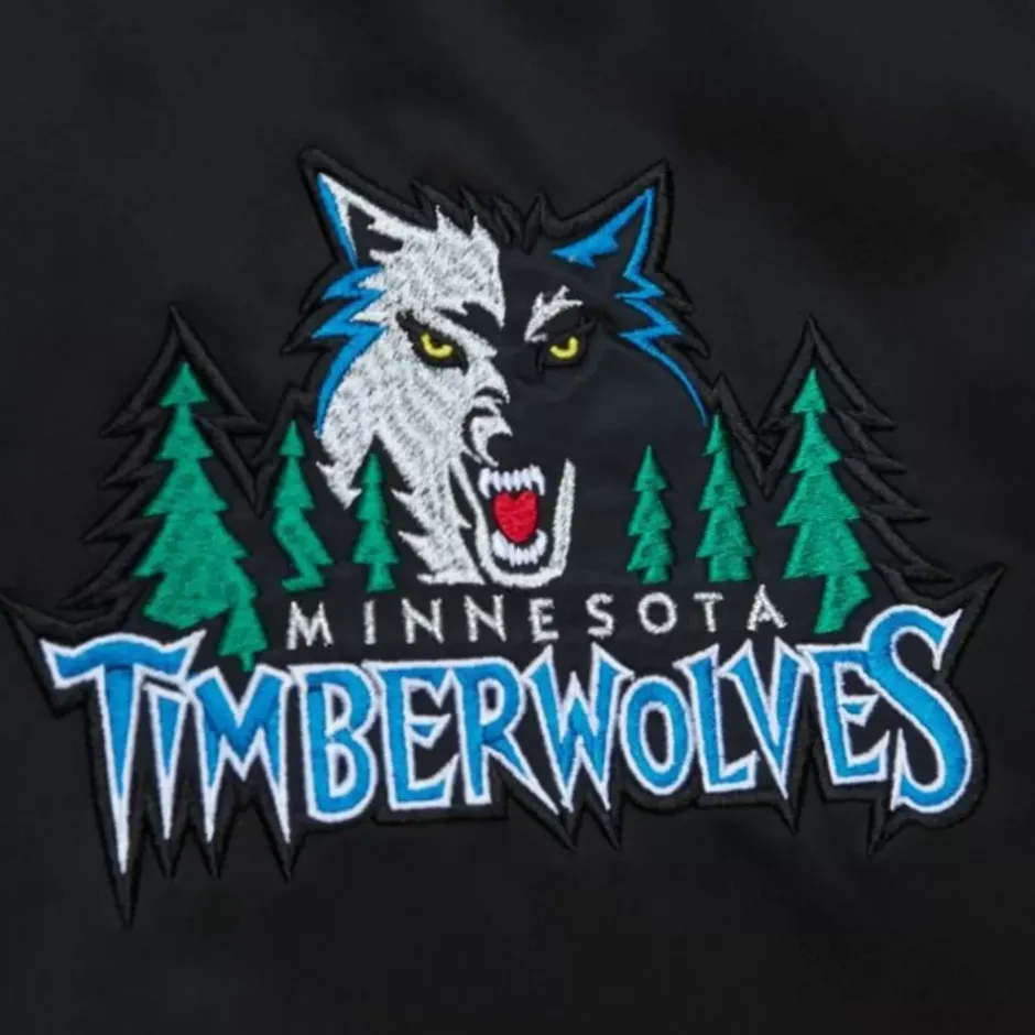 Men Mitchell & Ness Jackets & Outerwear-Heavyweight Satin Jacket Minnesota Timberwolves