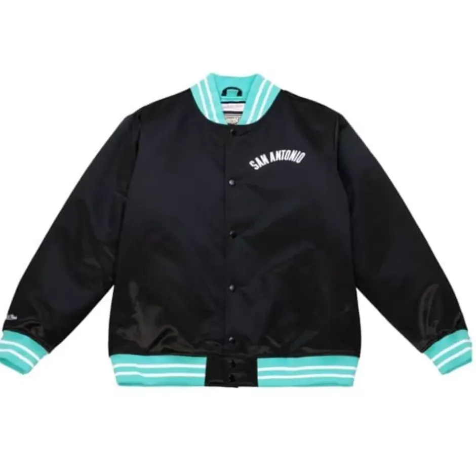 Men Mitchell & Ness Jackets & Outerwear-Heavyweight Satin Jacket San Antonio Spurs