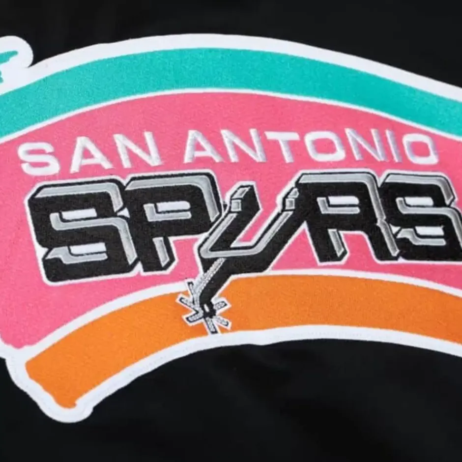 Men Mitchell & Ness Jackets & Outerwear-Heavyweight Satin Jacket San Antonio Spurs
