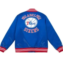 Men Mitchell & Ness Jackets & Outerwear-Heavyweight Satin Jacket Philadelphia 76Ers
