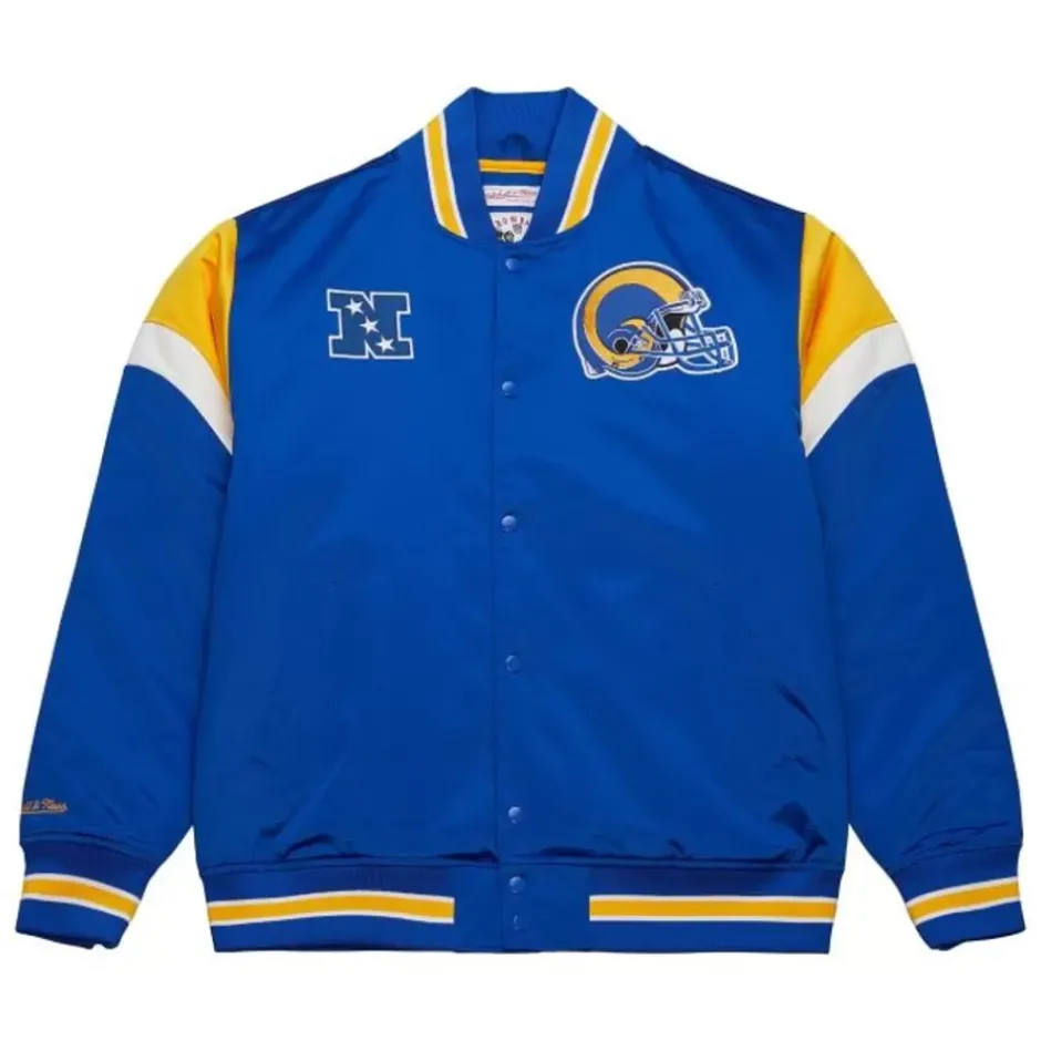 Men Mitchell & Ness Jackets & Outerwear-Heavyweight Satin Jacket Los Angeles Rams