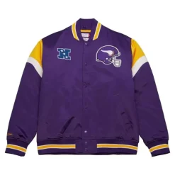 Men Mitchell & Ness Jackets & Outerwear-Heavyweight Satin Jacket Minnesota Vikings