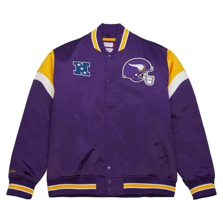 Men Mitchell & Ness Jackets & Outerwear-Heavyweight Satin Jacket Minnesota Vikings