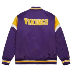 Men Mitchell & Ness Jackets & Outerwear-Heavyweight Satin Jacket Minnesota Vikings