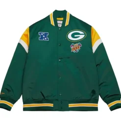Men Mitchell & Ness Jackets & Outerwear-Heavyweight Satin Jacket Green Bay Packers