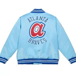 Men Mitchell & Ness Jackets & Outerwear-Heavyweight Satin Jacket Atlanta Braves