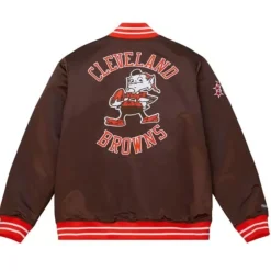 Men Mitchell & Ness Jackets & Outerwear-Heavyweight Satin Jacket Cleveland Browns