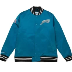Men Mitchell & Ness Jackets & Outerwear-Heavyweight Satin Jacket Jacksonville Jaguars