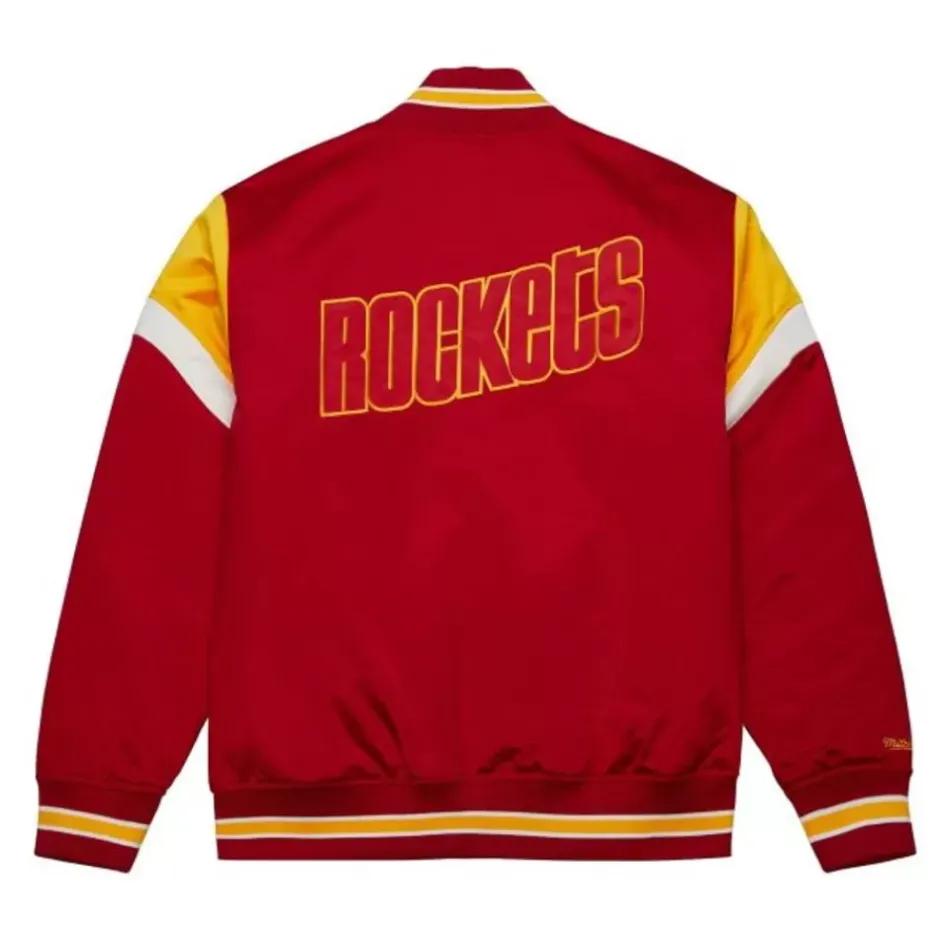 Men Mitchell & Ness Jackets & Outerwear-Heavyweight Satin Jacket Houston Rockets