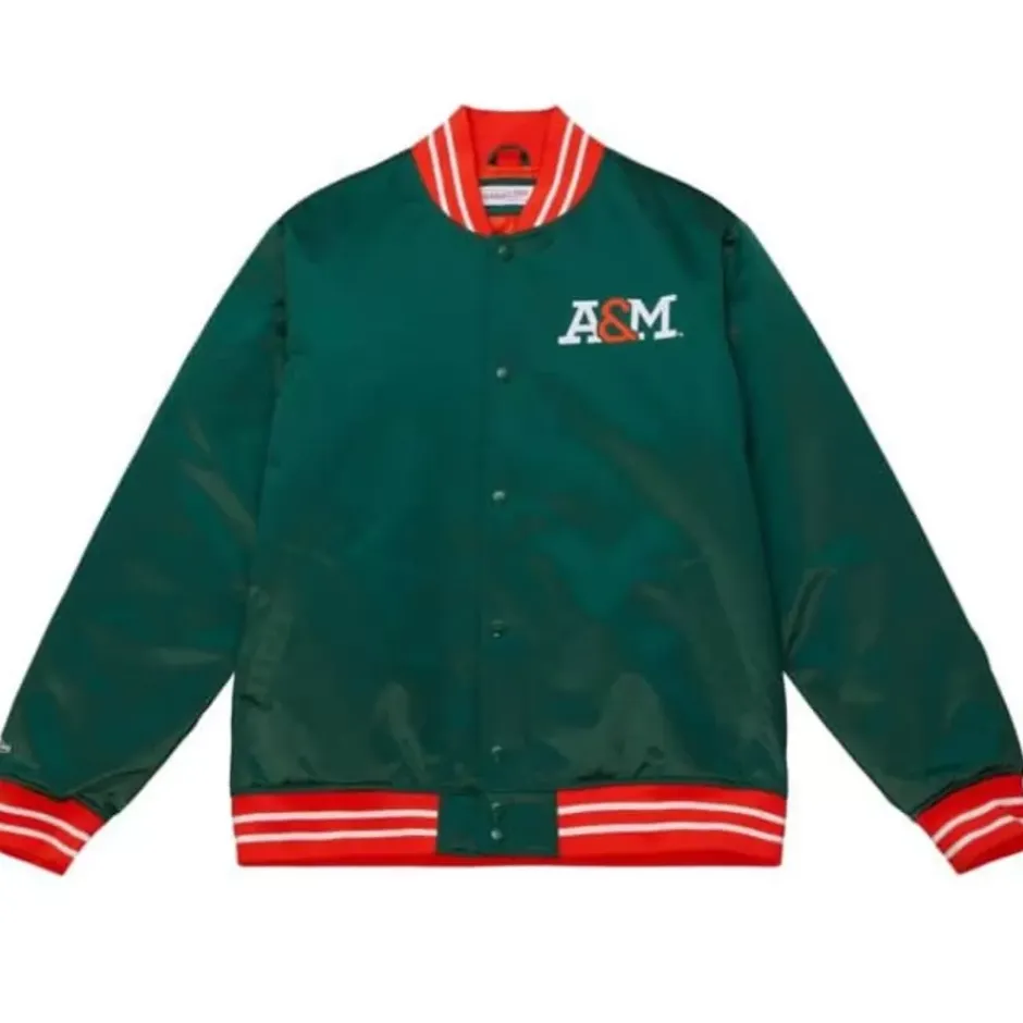 Men Mitchell & Ness Jackets & Outerwear-Heavyweight Satin Jacket Florida A&M University