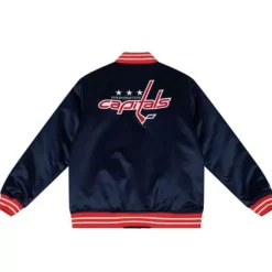Men Mitchell & Ness Jackets & Outerwear-Heavyweight Satin Jacket Washington Capitals
