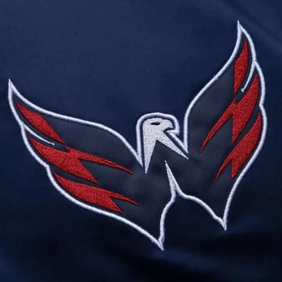 Men Mitchell & Ness Jackets & Outerwear-Heavyweight Satin Jacket Washington Capitals
