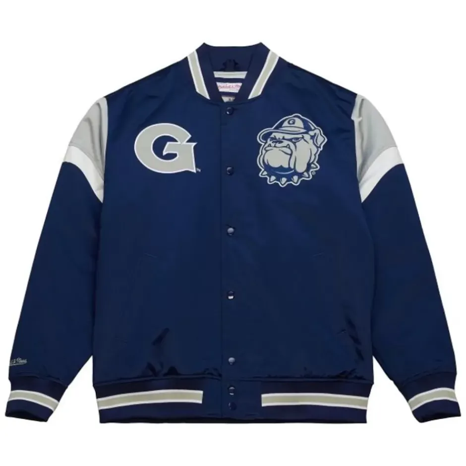 Men Mitchell & Ness Jackets & Outerwear-Heavyweight Satin Jacket Georgetown University