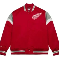 Men Mitchell & Ness Jackets & Outerwear-Heavyweight Satin Jacket Detroit Red Wings