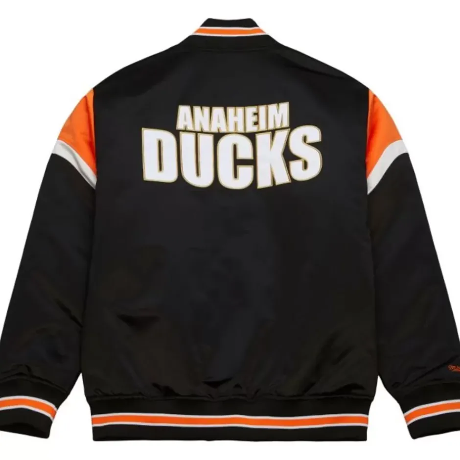 Men Mitchell & Ness Jackets & Outerwear-Heavyweight Satin Jacket Anaheim Ducks