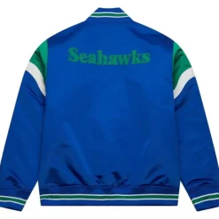 Men Mitchell & Ness Jackets & Outerwear-Heavyweight Satin Jacket Seattle Seahawks