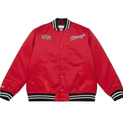 Men Mitchell & Ness Jackets & Outerwear-Heavyweight Satin Jacket Chicago Bulls