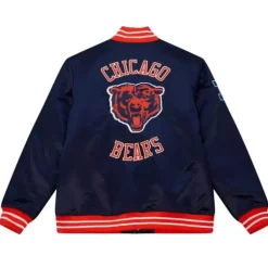 Men Mitchell & Ness Jackets & Outerwear-Heavyweight Satin Jacket Chicago Bears