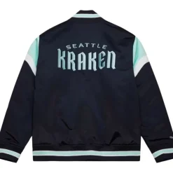 Men Mitchell & Ness Jackets & Outerwear-Heavyweight Satin Jacket Seattle Kraken
