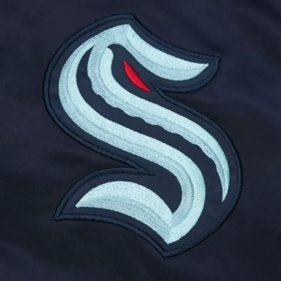 Men Mitchell & Ness Jackets & Outerwear-Heavyweight Satin Jacket Seattle Kraken