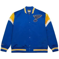 Men Mitchell & Ness Jackets & Outerwear-Heavyweight Satin Jacket St. Louis Blues