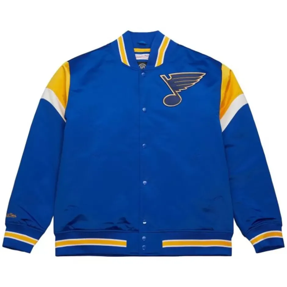 Men Mitchell & Ness Jackets & Outerwear-Heavyweight Satin Jacket St. Louis Blues