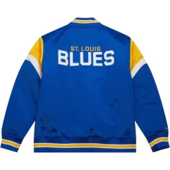 Men Mitchell & Ness Jackets & Outerwear-Heavyweight Satin Jacket St. Louis Blues